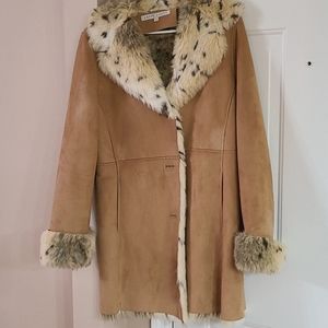 Larry Levine Faux Fur Suade Coat